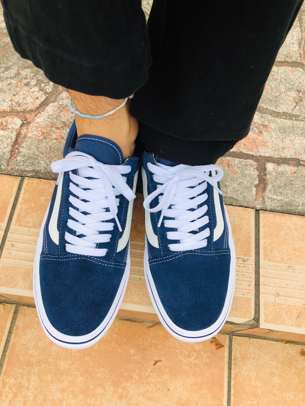 「VANSのVANS ヴァンズ OLD SKOOL LITE オールドスクール ライト V36LITE 18SP DRESS BLUE（スニーカー、ブルー系）」を使った、kentoさん（メンズ・170cm）の冬コーディネートの1枚目の写真