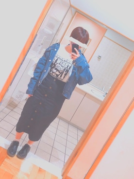 「Honeys（ハニーズ）のアイテム（Outerwear、ブルー系）」を使った、mmmさん（レディース・154cm）の春コーディネート