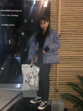 「MSGM（エムエスジーエム）のアイテム（ソックス/靴下）」を使った、ユユメさん（レディース・166cm）の冬コーディネート
