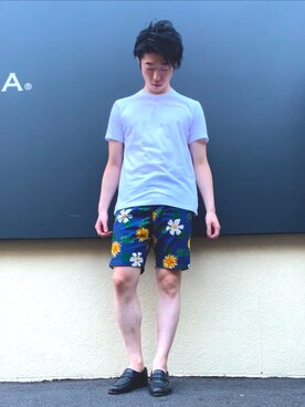 「417 EDIFICE（フォーワンセブンエディフィス）のアイテム（ローファー）」を使った、はやひろさん（メンズ・171cm）の夏コーディネート