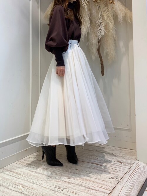 暖色系 Belle vintage デニムドッキングボリュームチュールスカート 