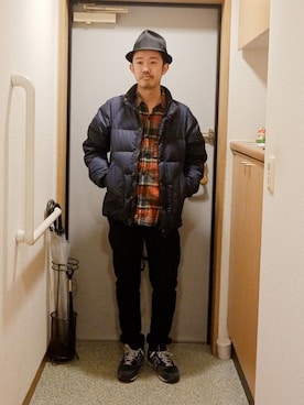「BLUE BLUE（ブルーブルー）のアイテム（ダウンジャケット/コート）」を使った、idubyouさん（メンズ・165cm）の冬コーディネート