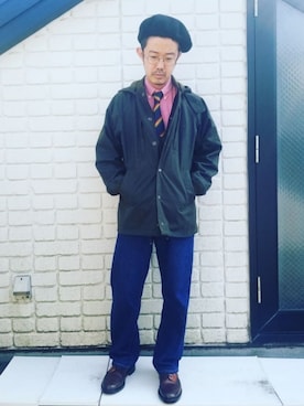 「tricker's」｜「アイテム（ハンチング/ベレー帽）」を使った、idubyouさん（メンズ・165cm）の春コーディネート