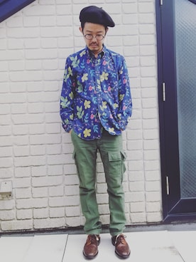 「tricker's」｜「アイテム（ハンチング/ベレー帽）」を使った、idubyouさん（メンズ・165cm）の春コーディネート