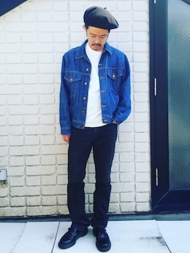「Wrangler」｜「アイテム（ハンチング/ベレー帽）」を使った、idubyouさん（メンズ・165cm）の春コーディネート