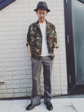 「ストローハット」｜「アイテム（ジャケット/アウター）」を使った、idubyouさん（メンズ・165cm）の春コーディネート