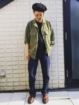 「tricker's」｜「アイテム（ハンチング/ベレー帽）」を使った、idubyouさん（メンズ・165cm）の春コーディネート