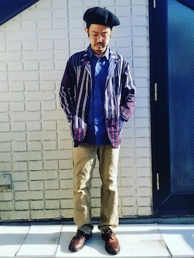 「tricker's」｜「アイテム（ハンチング/ベレー帽）」を使った、idubyouさん（メンズ・165cm）の春コーディネート