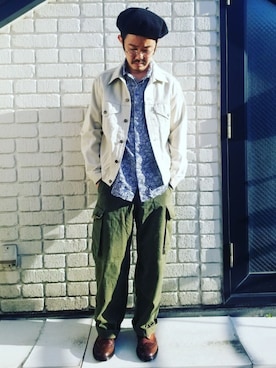 「tricker's」｜「アイテム（ハンチング/ベレー帽）」を使った、idubyouさん（メンズ・165cm）の春コーディネート