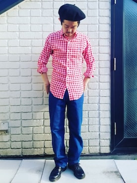 「Wrangler」｜「アイテム（ハンチング/ベレー帽）」を使った、idubyouさん（メンズ・165cm）の春コーディネート