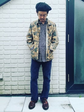 「tricker's」｜「アイテム（ハンチング/ベレー帽）」を使った、idubyouさん（メンズ・165cm）の春コーディネート