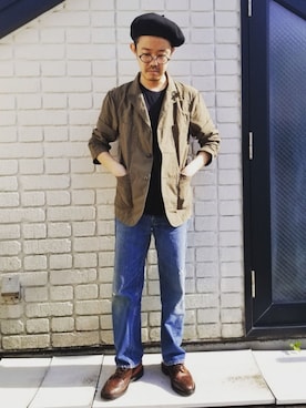 「tricker's」｜「アイテム（ハンチング/ベレー帽）」を使った、idubyouさん（メンズ・165cm）の夏コーディネート