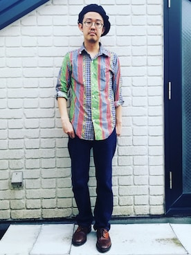 「tricker's」｜「アイテム（ハンチング/ベレー帽）」を使った、idubyouさん（メンズ・165cm）の夏コーディネート
