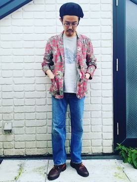 「tricker's」｜「アイテム（ハンチング/ベレー帽）」を使った、idubyouさん（メンズ・165cm）の夏コーディネート