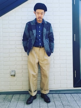「フランス軍」｜「アイテム（ハンチング/ベレー帽）」を使った、idubyouさん（メンズ・165cm）の冬コーディネート