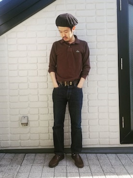 「LACOSTE」｜「アイテム（ハンチング/ベレー帽）」を使った、idubyouさん（メンズ・165cm）の春コーディネート