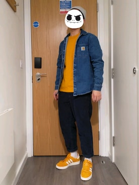 「Carhartt WIP（カーハートダブリューアイピー）のアイテム（デニムジャケット）」を使った、ITFさん（メンズ・174cm）の冬コーディネート