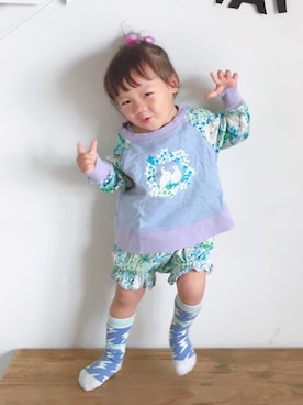 「fafa（フェフェ）のアイテム（パンツ）」を使った、S.I.M♡さん（キッズ・80cm）の秋コーディネート
