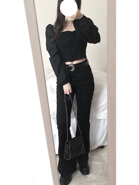 「GRL（グレイル）のチェーンフラップショルダーバッグ（ショルダーバッグ）」を使った、記録用さん（レディース・155cm）の冬コーディネート