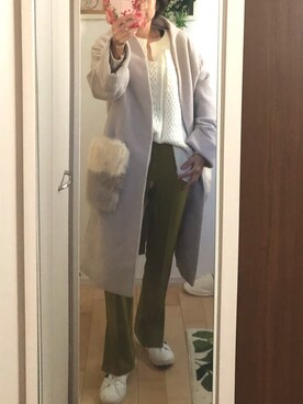 「ファー」｜「アイテム（ノーカラーコート）」を使った、Ring-go'roundさん（レディース・153cm）の冬コーディネート