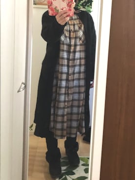 「CECIL McBEE（セシルマクビー）のアイテム（シャツワンピース）」を使った、Ring-go'roundさん（レディース・153cm）の冬コーディネート