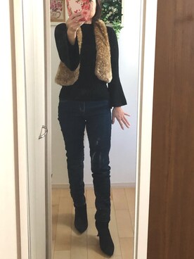 「axes femme（アクシーズファム）のアイテム（ベスト）」を使った、Ring-go'roundさん（レディース・153cm）の冬コーディネート