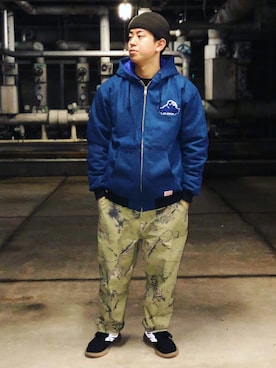 「XLARGE（エクストララージ）のアイテム（その他アウター）」を使った、佐藤 康平さん（メンズ・170cm）の冬コーディネート