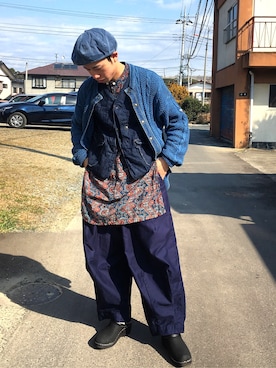 「FREAK'S STORE（フリークスストア）のアイテム（ハンチング/ベレー帽）」を使った、リョさん（メンズ・165cm）の冬コーディネート