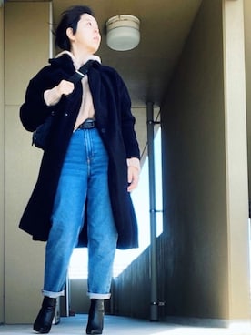 「アイテム（チェスターコート）」を使った、ハマダ マリコさん（レディース・163cm・40代）の春コーディネート