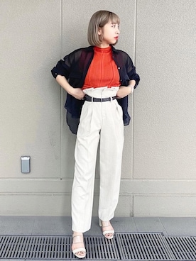 「STUDIOUS（ステュディオス）のアイテム（サンダル）」を使った、Rina Okabeさん（レディース・163cm）の夏コーディネート