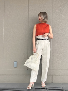 「STUDIOUS（ステュディオス）のアイテム（サンダル）」を使った、Rina Okabeさん（レディース・163cm）の夏コーディネート