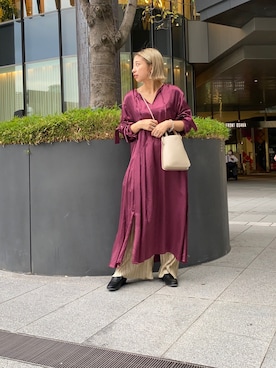 「プリーツ」｜Rina Okabeさん（レディース・163cm）の秋コーディネート