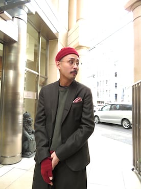 「アイテム（テーラードジャケット）」を使った、吉岡 レオさん（メンズ・175cm）の冬コーディネート