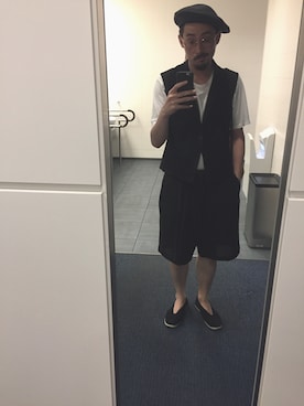 「アイテム（ハンチング/ベレー帽）」を使った、吉岡 レオさん（メンズ・175cm）の夏コーディネート