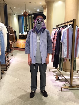 「アイテム（スラックス）」を使った、吉岡 レオさん（メンズ・175cm）の夏コーディネート