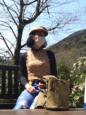 「アイテム（キャミソール、ベージュ系）」を使った、yo-koさん（レディース・164cm）の春コーディネート