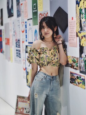 「FIG&VIPER（フィグアンドバイパー）のアイテム（その他トップス）」を使った、饼饼COUOKIEさん（レディース・163cm）の夏コーディネート
