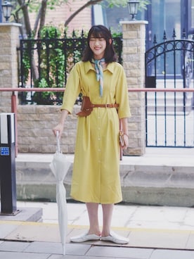 「日系极简」｜「アイテム（スリッポン）」を使った、饼饼COUOKIEさん（レディース・163cm）の夏コーディネート