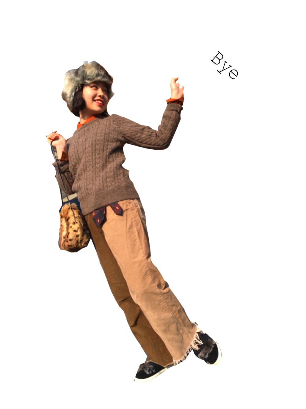 「カジュアル、BEAMS BOY、override 、patagonia、Polo Ralph Lauren、スプリングSENSEOFPLACE、茶色、ファー小物、コーデュロイ、ootd」｜「BEAMS BOYのアイテム（ニット/セーター、ブラウン系）」を使った、ＴＯＣＯさん（レディース・158cm）の春コーディネートの1枚目の写真