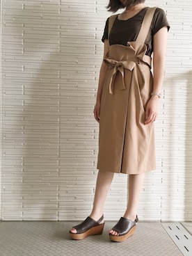 「SLOBE IENA（スローブイエナ）のアイテム（ジャンパースカート）」を使った、miiisaさん（レディース・161cm）の夏コーディネート