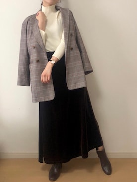 「ベロアスカート」｜「アイテム（ブーティ）」を使った、まなのんさん（レディース・160cm）の秋コーディネート