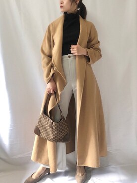 「AMERI」｜「アイテム（チェスターコート）」を使った、まなのんさん（レディース・160cm）の冬コーディネート