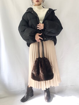 「PAGEBOY」｜「アイテム（ダウンジャケット/コート）」を使った、まなのんさん（レディース・160cm）の冬コーディネート