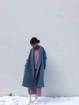 「ADAM ET ROPE'（アダムエロペ）のアイテム（チェスターコート）」を使った、andyさん（レディース・162cm）の冬コーディネート