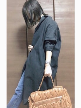 「ビッグシャツ」｜「アイテム（シャツワンピース）」を使った、Nicoleさん（レディース・154cm）の秋コーディネート