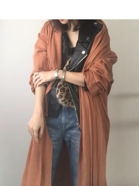 「ハンサムコーデ」｜「アイテム（ライダースジャケット）」を使った、Nicoleさん（レディース・154cm）の秋コーディネート