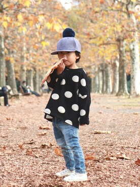 「DENIM BAR（デニム　バー）のアイテム」を使った、saku_n_desuさん（キッズ・90cm）の秋コーディネート