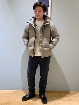 「一押しのアウタースタイル」｜「アイテム（ダウンジャケット/コート）」を使った、SHIN FUJITAさん（メンズ・171cm）の冬コーディネート