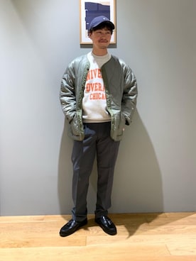 「green label relaxing（グリーンレーベルリラクシング）のアイテム（ノーカラージャケット）」を使った、SHIN FUJITAさん（メンズ・172cm）の秋コーディネート