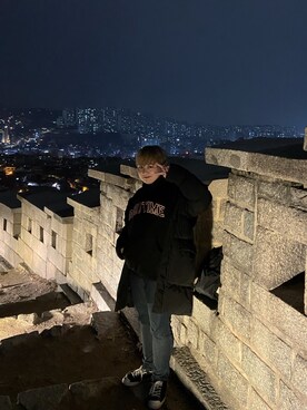 「Have a good time（ハバグッタイム）のアイテム（パーカー）」を使った、yangkagiさん（レディース・163cm）の冬コーディネート